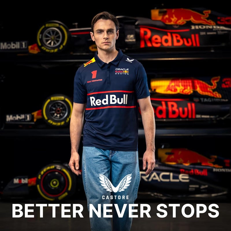 CASTORE قميص بولو للرجال من أوراكل لفريق ريد بُل ريسينغ F1 | قميص رسمي لريد بُل F1 مع شعارات الفريق والرعاة - Image 3